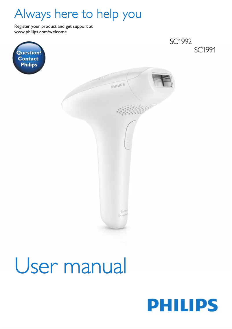 Página 1 del manual Manual de usuario Philips Lumea Essential SC1992