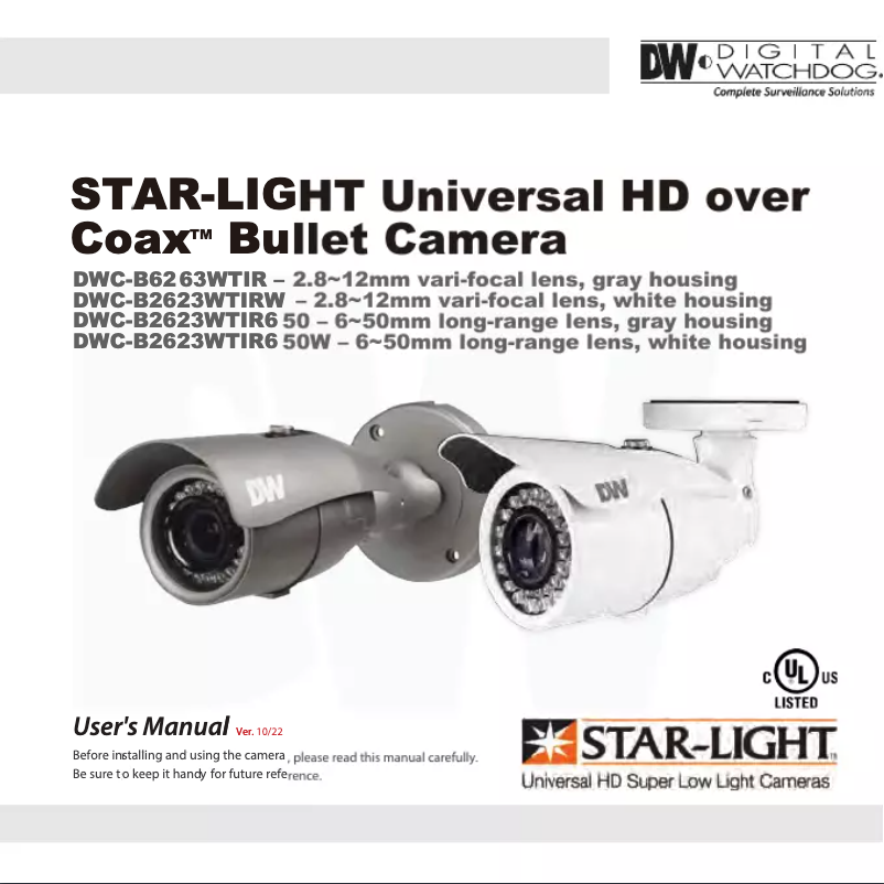 Page n°1 - Manuel utilisateur Digital Watchdog DWC-B6263WTIR 2.1MP Outdoor Universal HD Analog Bullet Camera wit