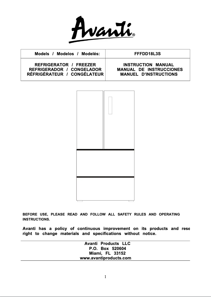 Image de la première page du manuel de l'appareil FFFDD18L3S