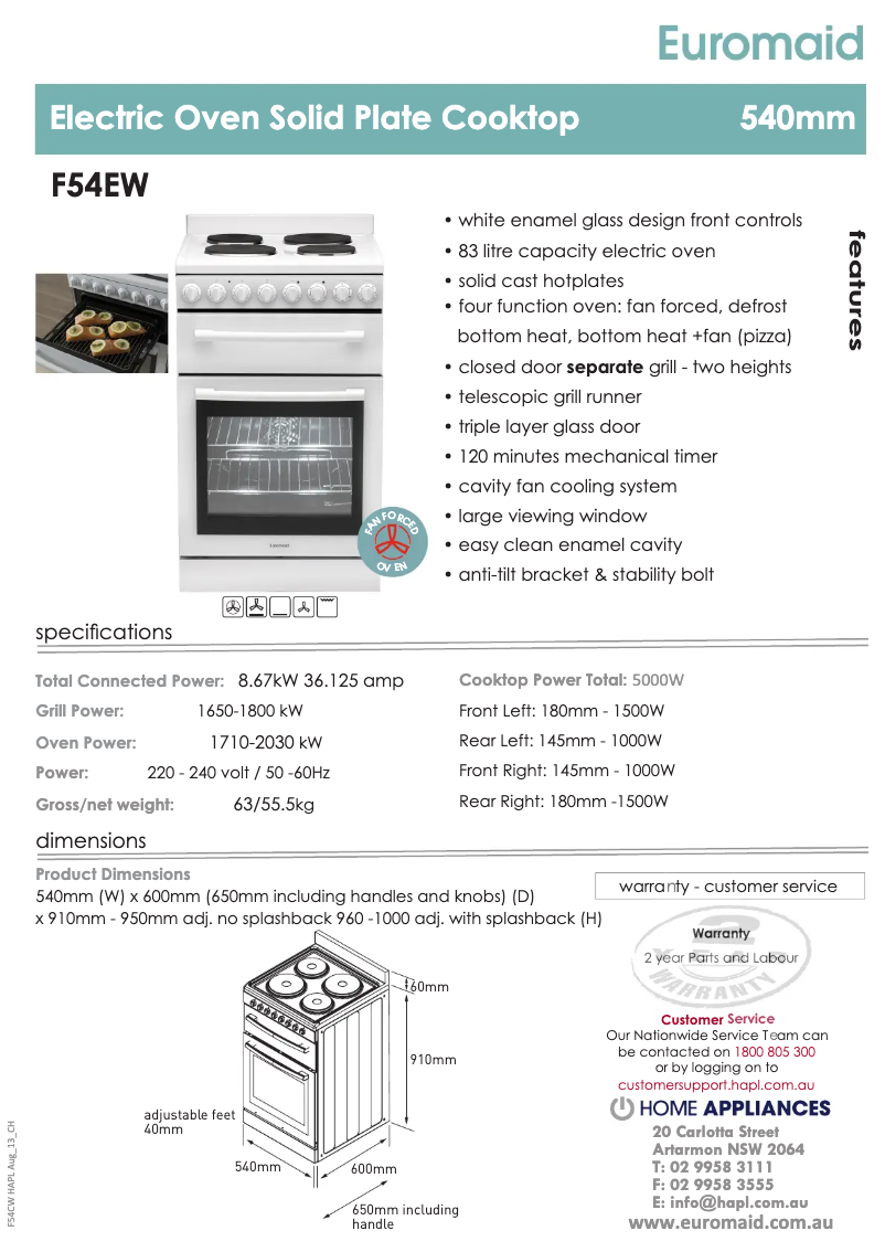 Image de la première page du manuel de l'appareil F54EW