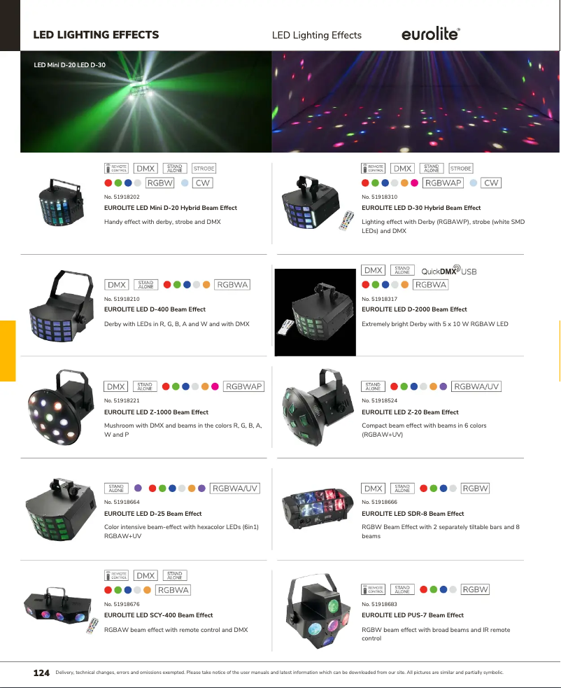 Page 1 de la notice Catalogue Eurolite LED D-30