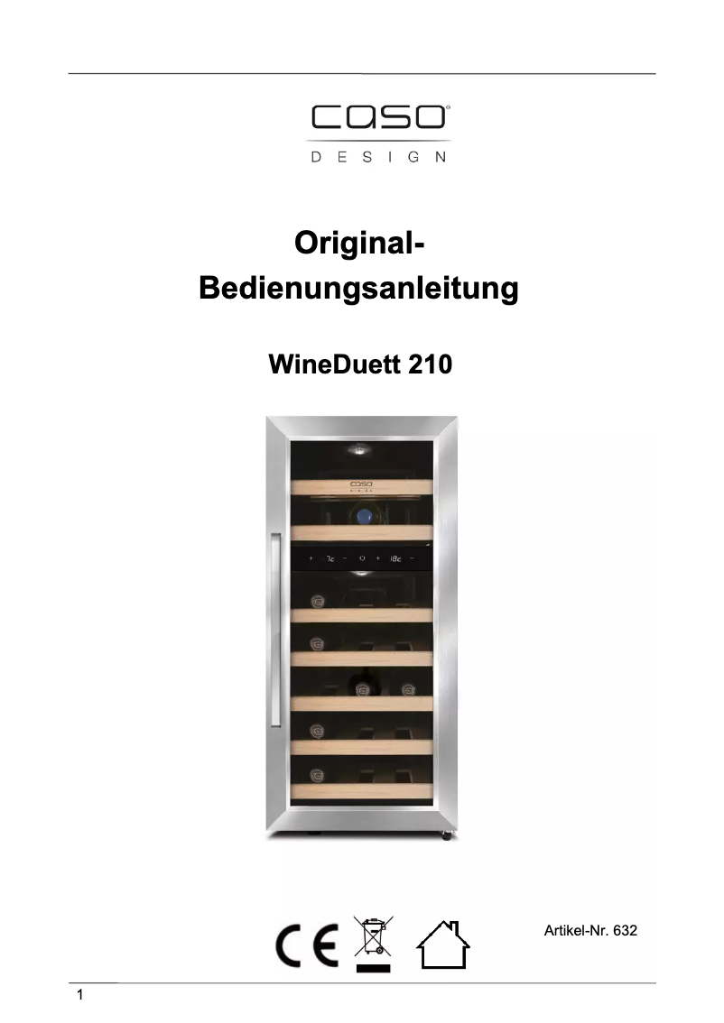 Page n°1 - Manuel utilisateur Caso WineDuett 210