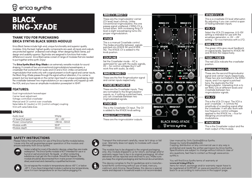 Page n°1 - Manuel utilisateur Erica Synths Black Ring-Xfade