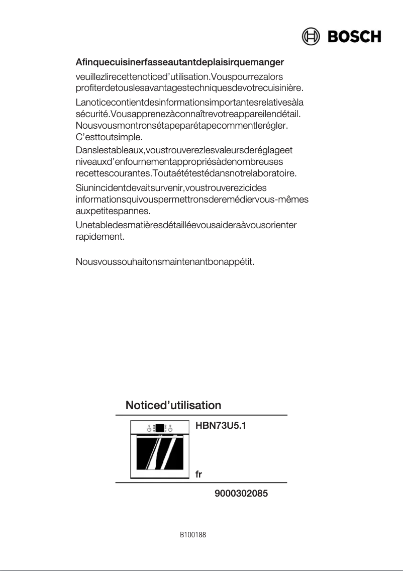 Page 1 de la notice Mode d'emploi Bosch HBN73U551