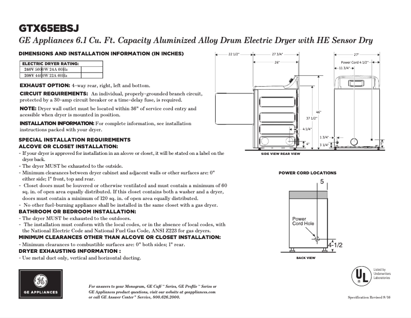 Image de la première page du manuel de l'appareil GTX65EBSJWS