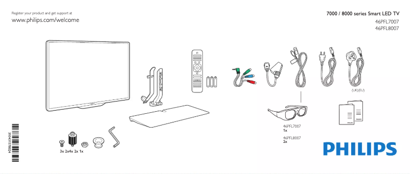 Page 1 de la notice Guide de démarrage rapide Philips 46PFL8007T