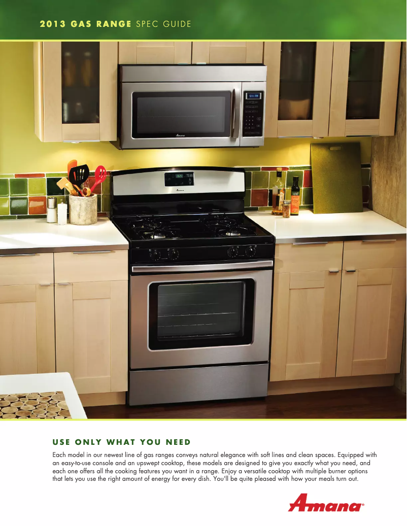 Page 1 de la notice Fiche technique Amana AGG222VDW