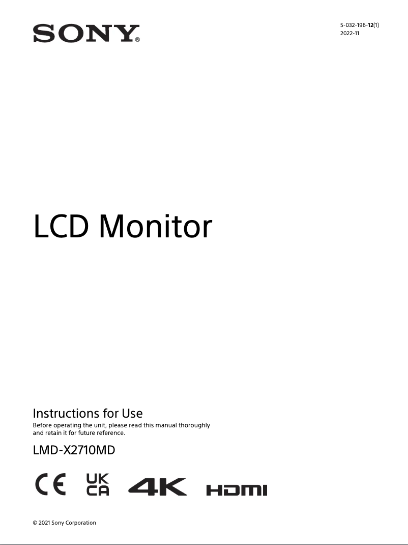 Imagen de la primera página del manual del dispositivo LMD-X2710MD