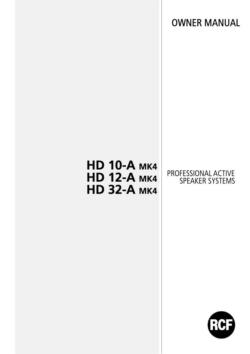 Page 1 de la notice Manuel utilisateur RCF HD 10-A MK4