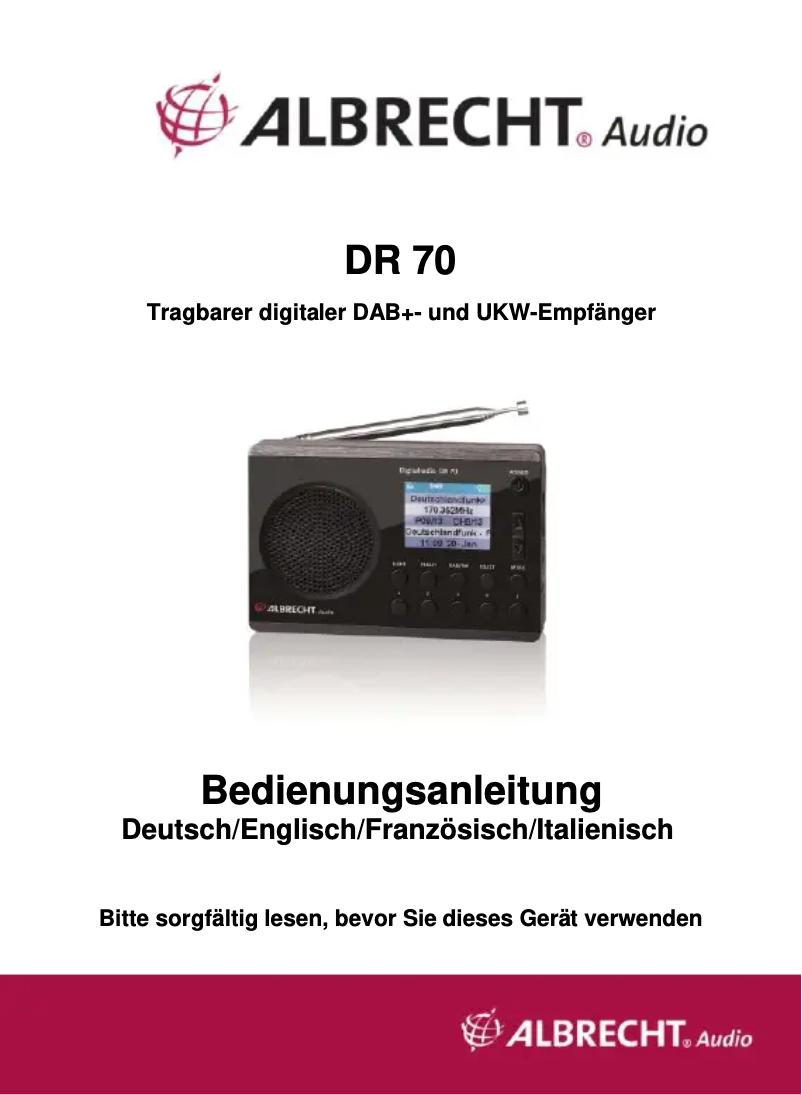 Image de la première page du manuel de l'appareil DR 70