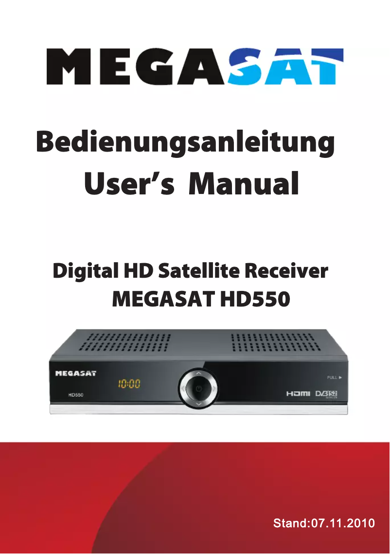 Page 1 de la notice Manuel utilisateur Megasat HD550