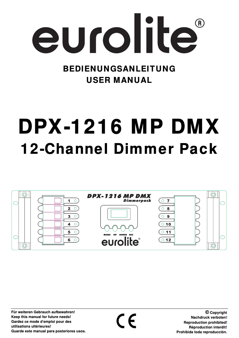 Page 1 de la notice Manuel utilisateur Eurolite DPX-1216 MP DMX
