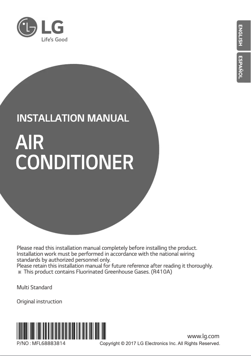 Image de la première page du manuel de l'appareil A3UW36GFAA