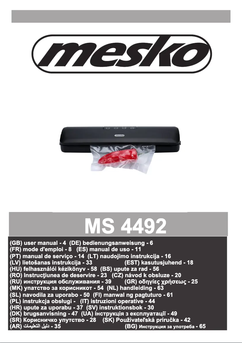 Page 1 de la notice Manuel utilisateur Mesko MS 4492