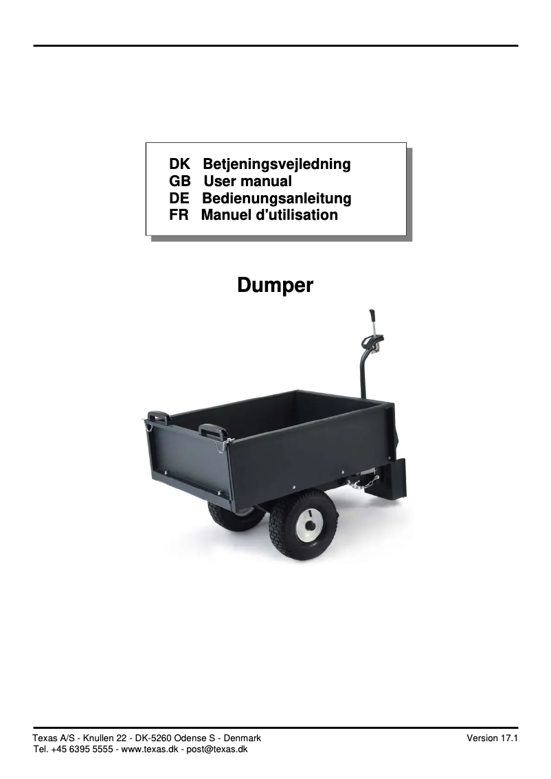 Image de la première page du manuel de l'appareil Dumper