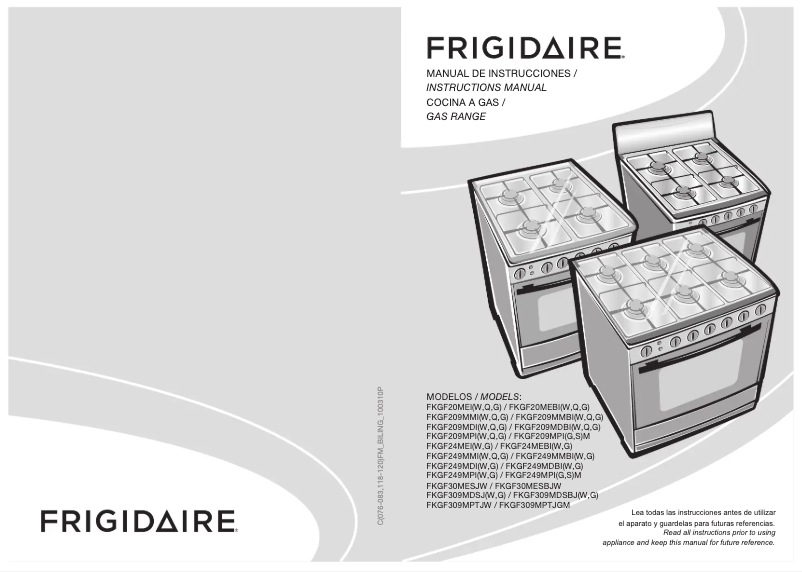 Page 1 de la notice Manuel utilisateur Frigidaire FKGF309MDSJ