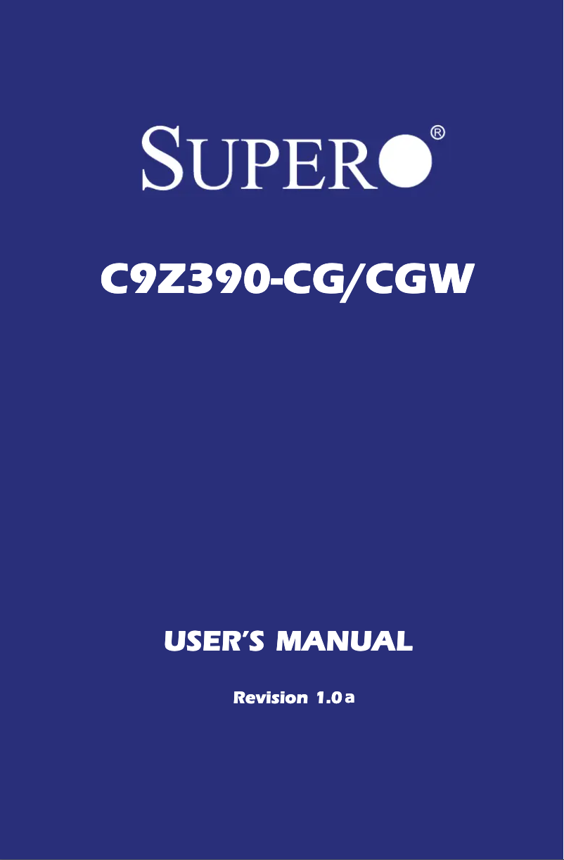 Page 1 de la notice Manuel utilisateur Supermicro C9Z390-CG