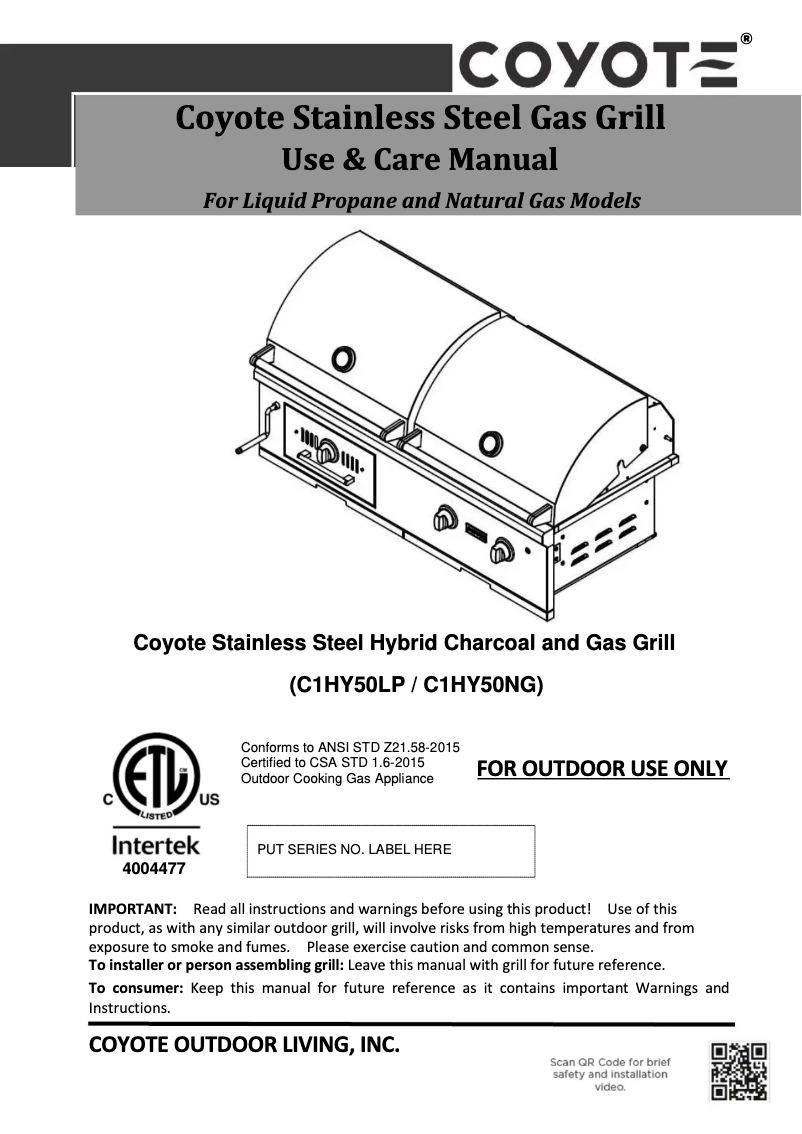 Page n°1 - Manuel utilisateur Coyote C1HY50