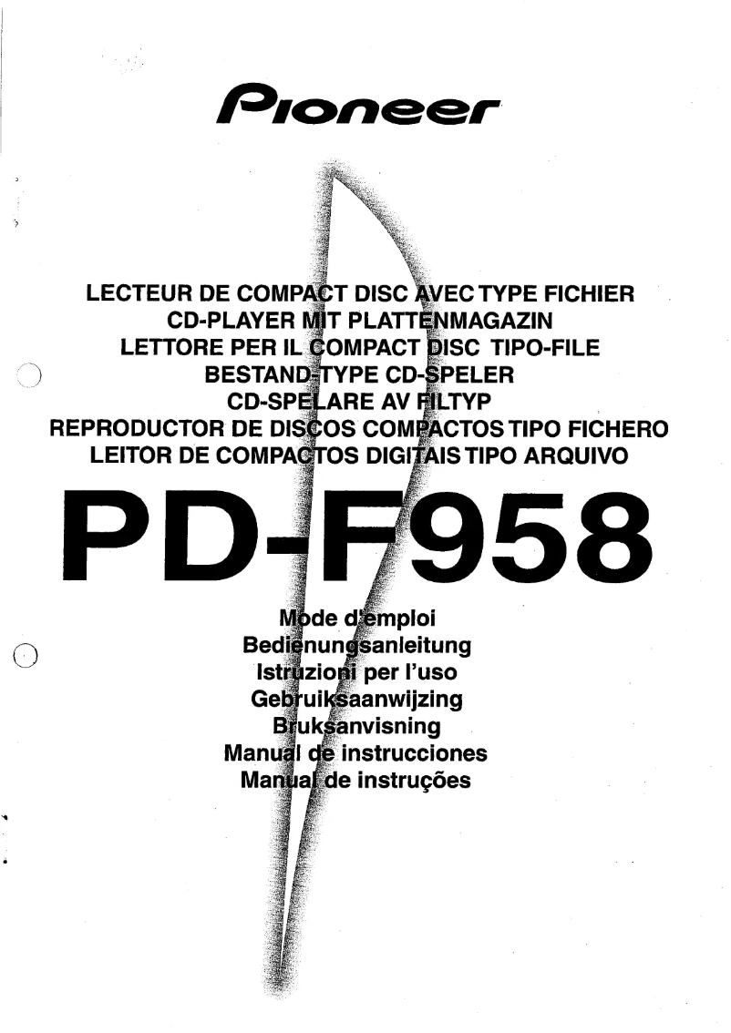 Page n°1 - Manuel utilisateur Pioneer PD-F958