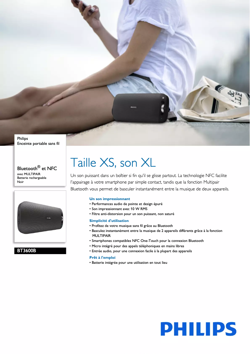 Page n°1 - Fiche technique Philips BT3600B