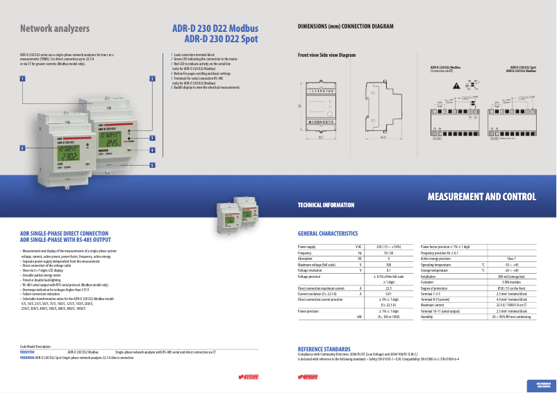 Image de la première page du manuel de l'appareil ADR-D 230 D22 Modbus