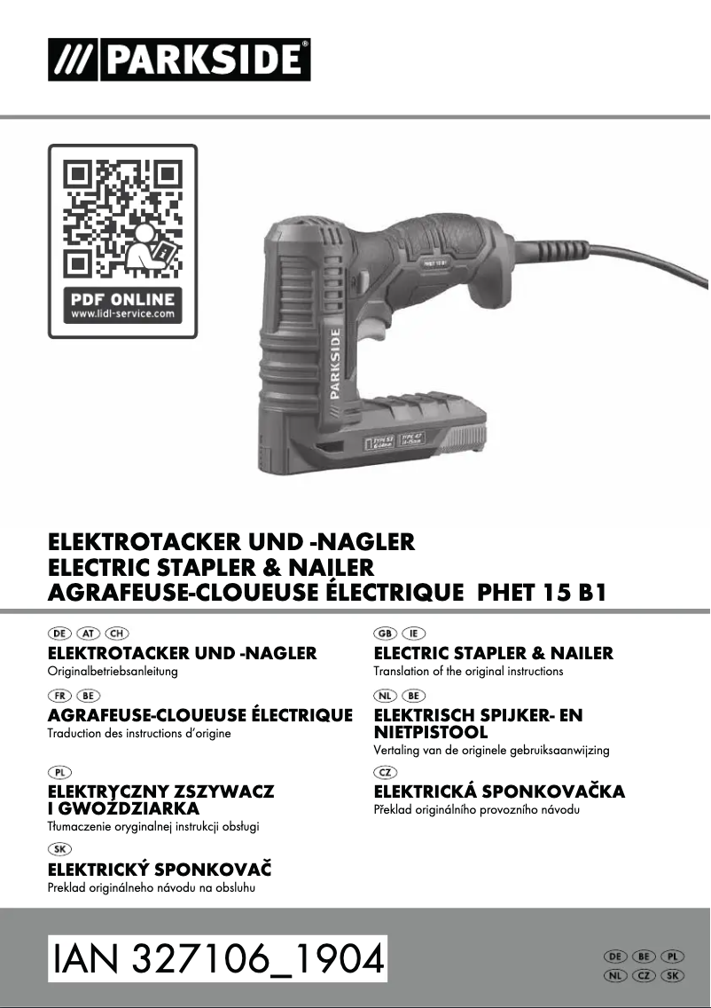 Image de la première page du manuel de l'appareil PHET 15 B1