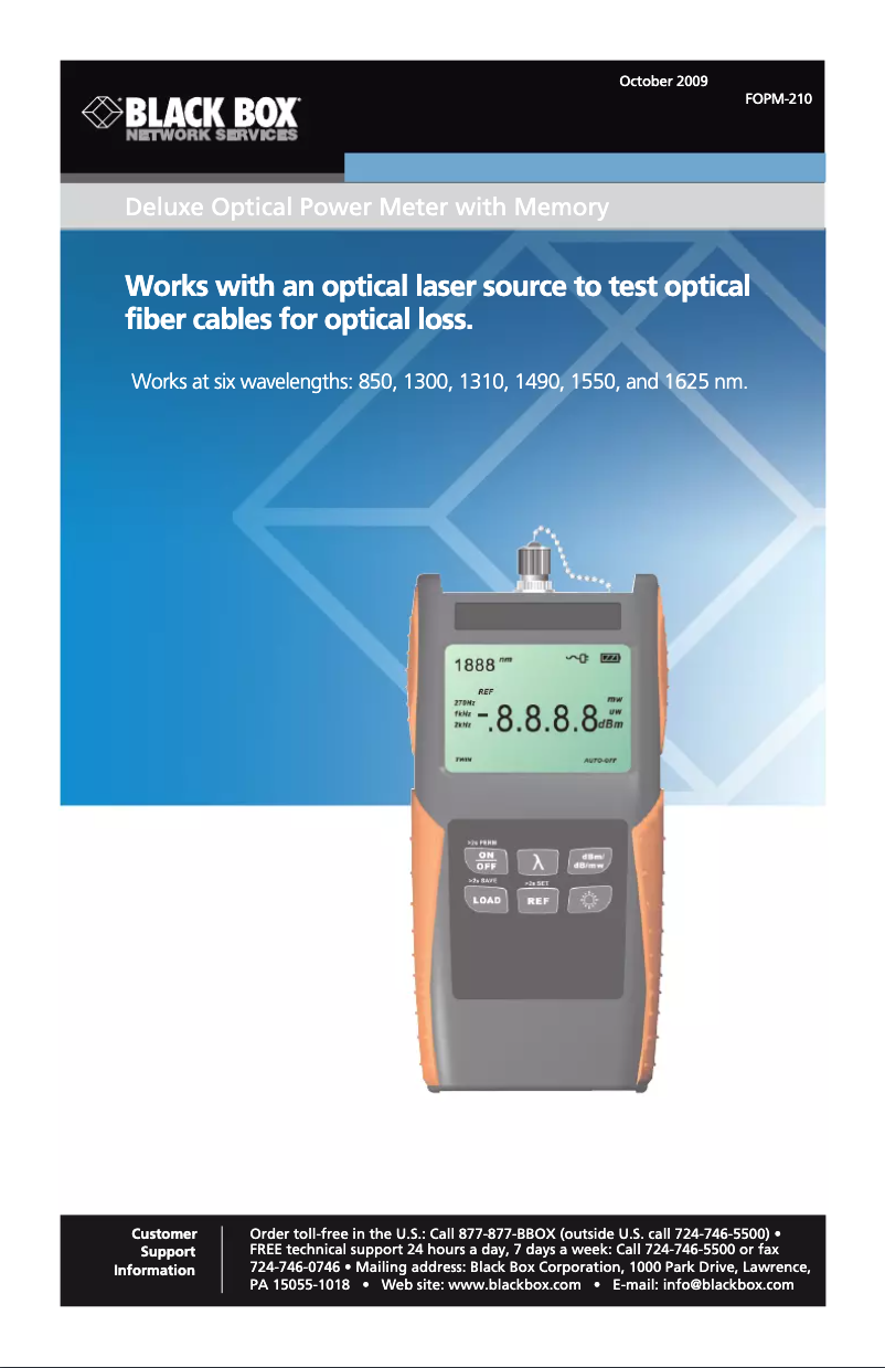 Page n°1 - Manuel utilisateur Black Box FOPM-210