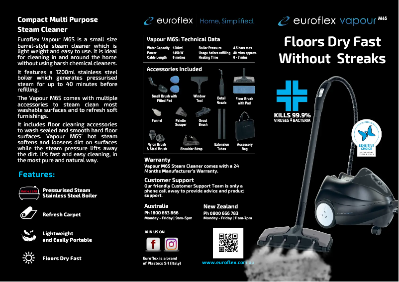 Página 1 del manual Ficha técnica Euroflex Vapour M6S