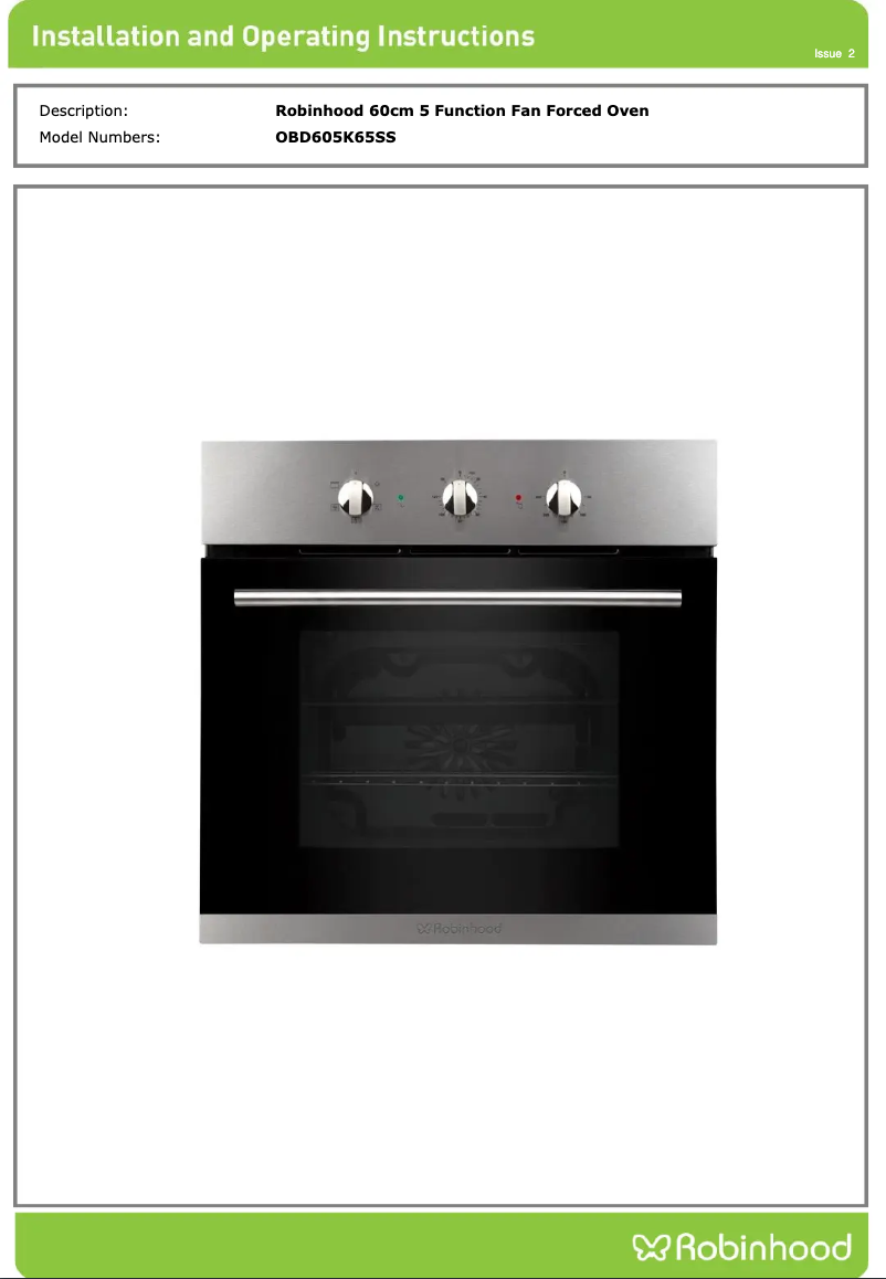 Página 1 del manual Guía de instalación Robinhood OBD605K65SS