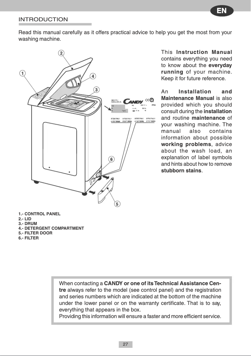 Page 1 de la notice Manuel utilisateur Candy CTE 81