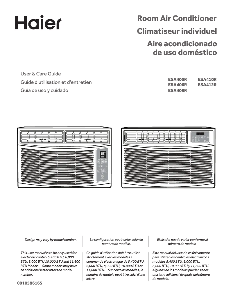 Página 1 del manual Manual de usuario Haier ESA412R