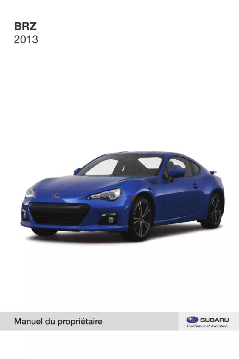 Page 1 de la notice Manuel utilisateur Subaru BRZ (2013)