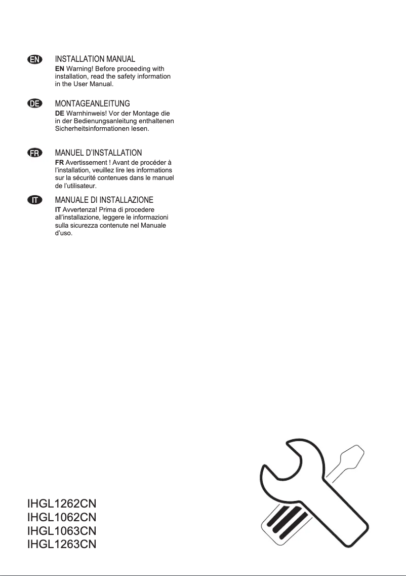 Page 1 de la notice Guide d'installation Electrolux IHGL1063CN