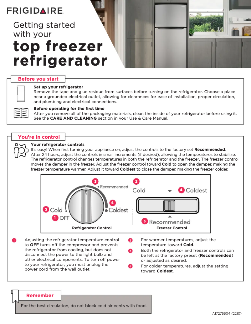 Page n°1 - Guide de démarrage rapide Frigidaire FFTR1820VS