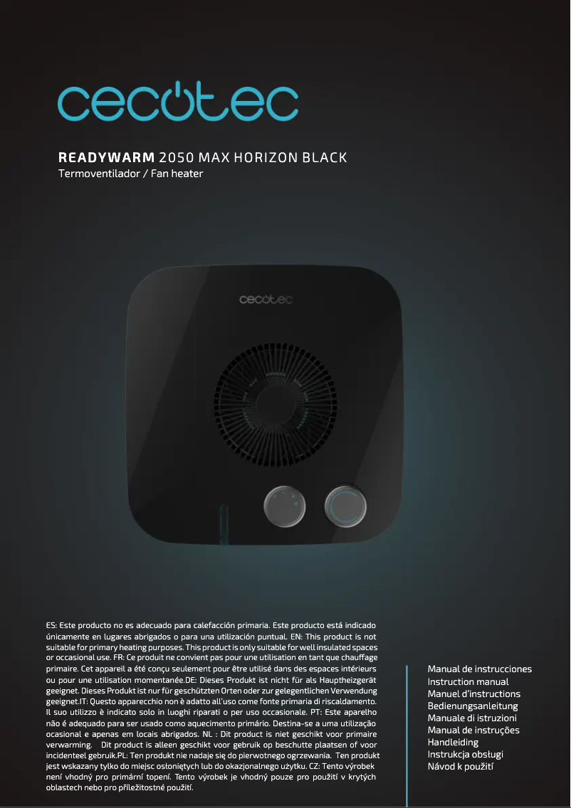 Página 1 del manual Manual de usuario Cecotec ReadyWarm 2050 Max Horizon