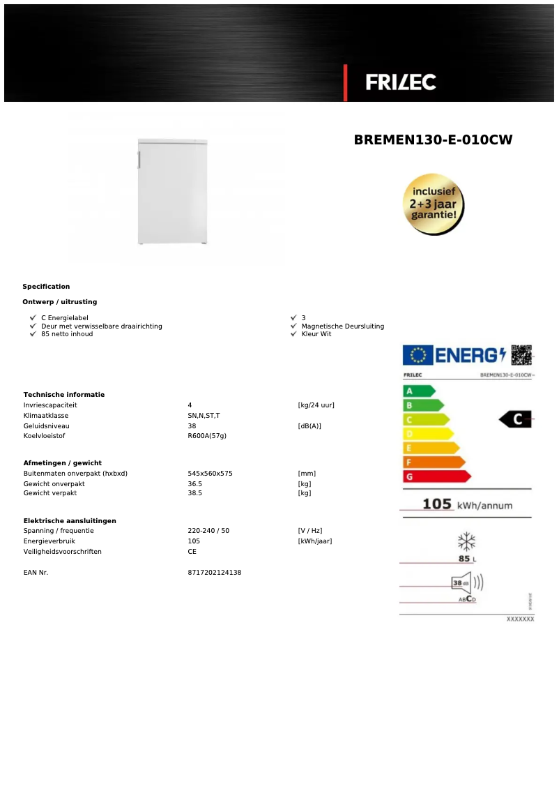 Image de la première page du manuel de l'appareil BREMEN130-E-010CW