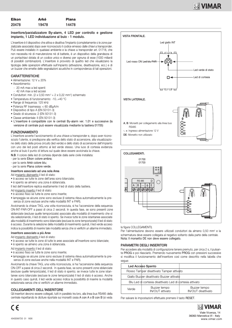 Page n°1 - Manuel utilisateur Vimar 14478