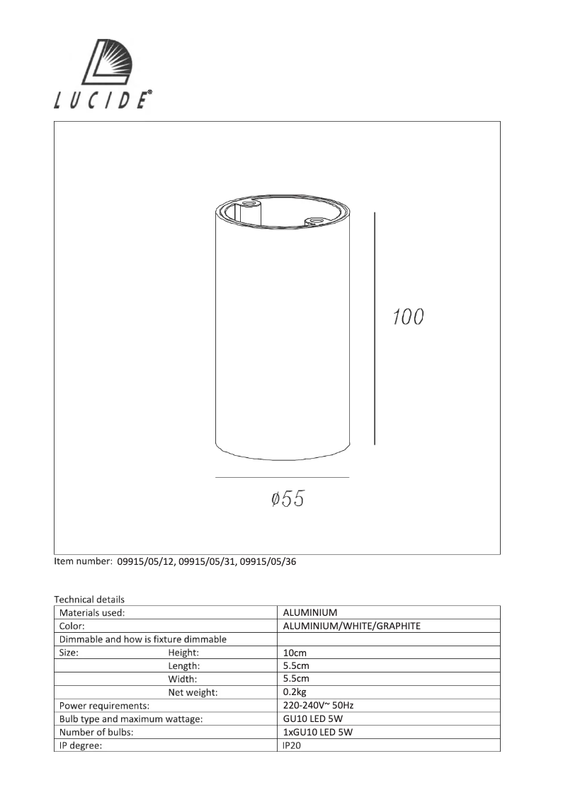 Page n°1 - Manuel utilisateur Lucide Delto 09915/05/12