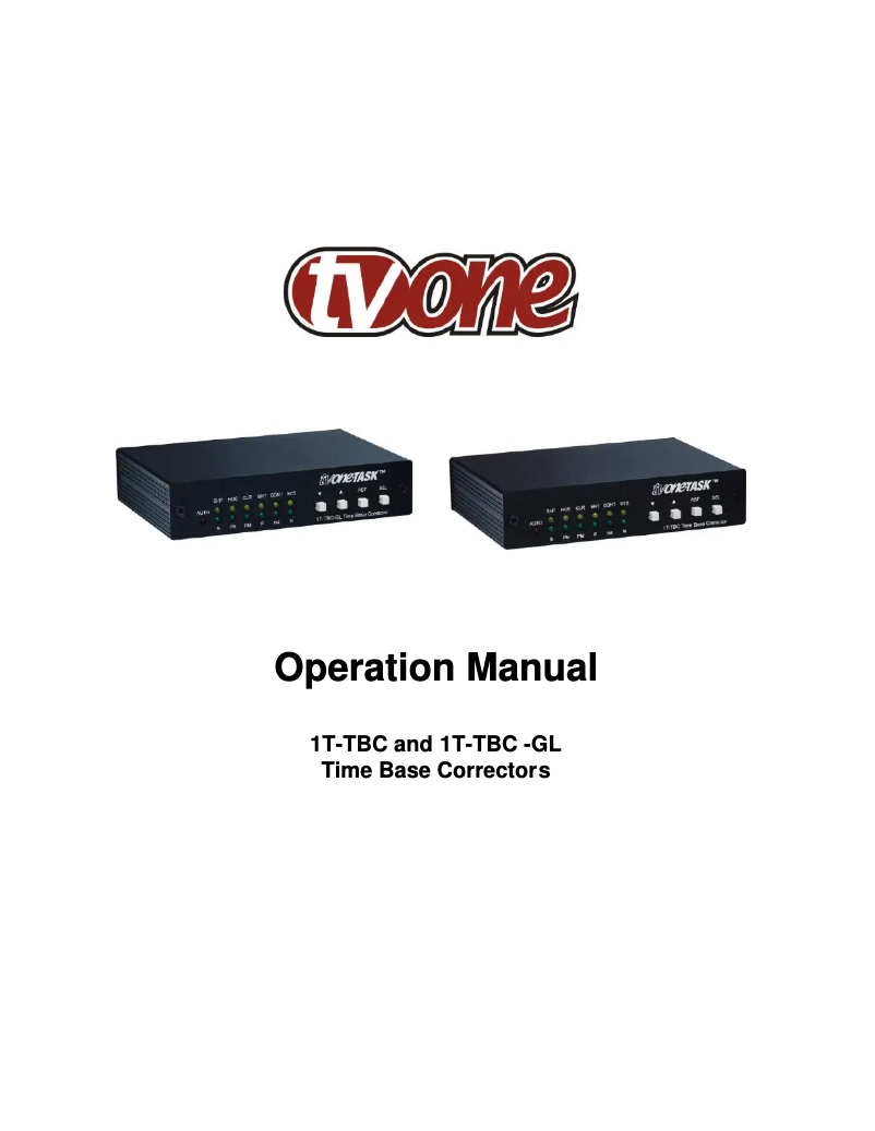 Page 1 de la notice Manuel utilisateur TV One 1T-TBC