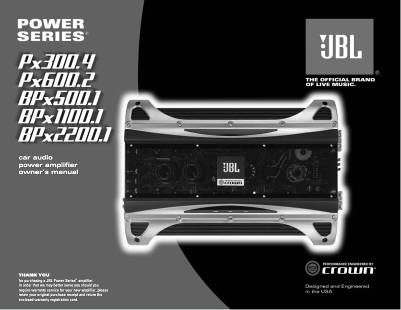 Page 1 de la notice Manuel utilisateur JBL Power Px300.4