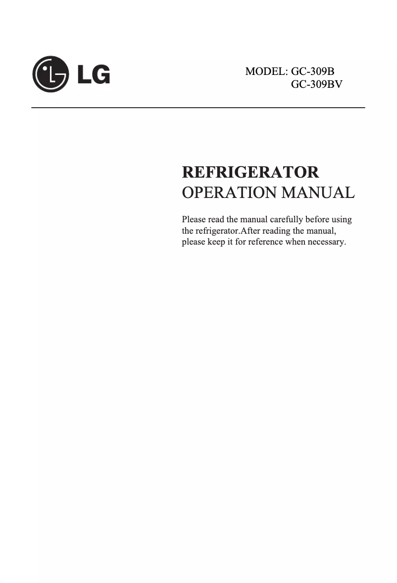Page 1 de la notice Manuel utilisateur LG GC-309BV