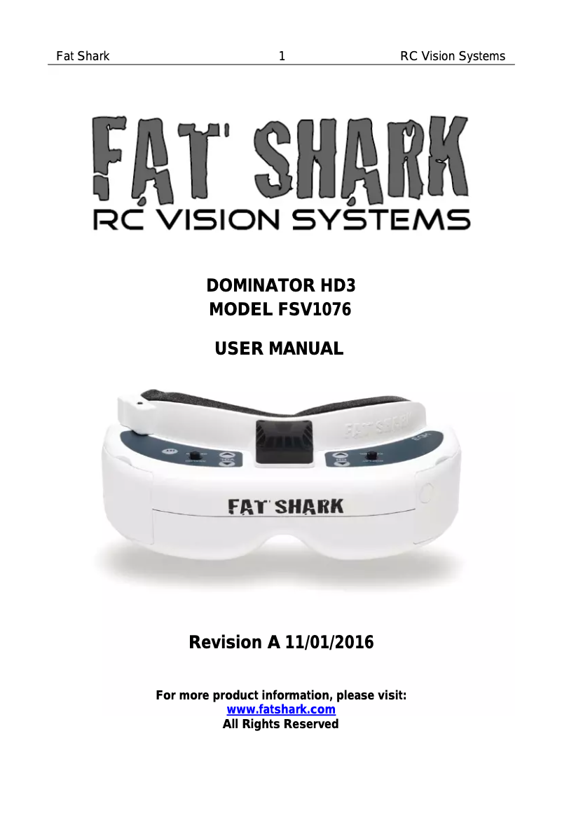 Página 1 del manual Manual de usuario Fat Shark HD3 Core