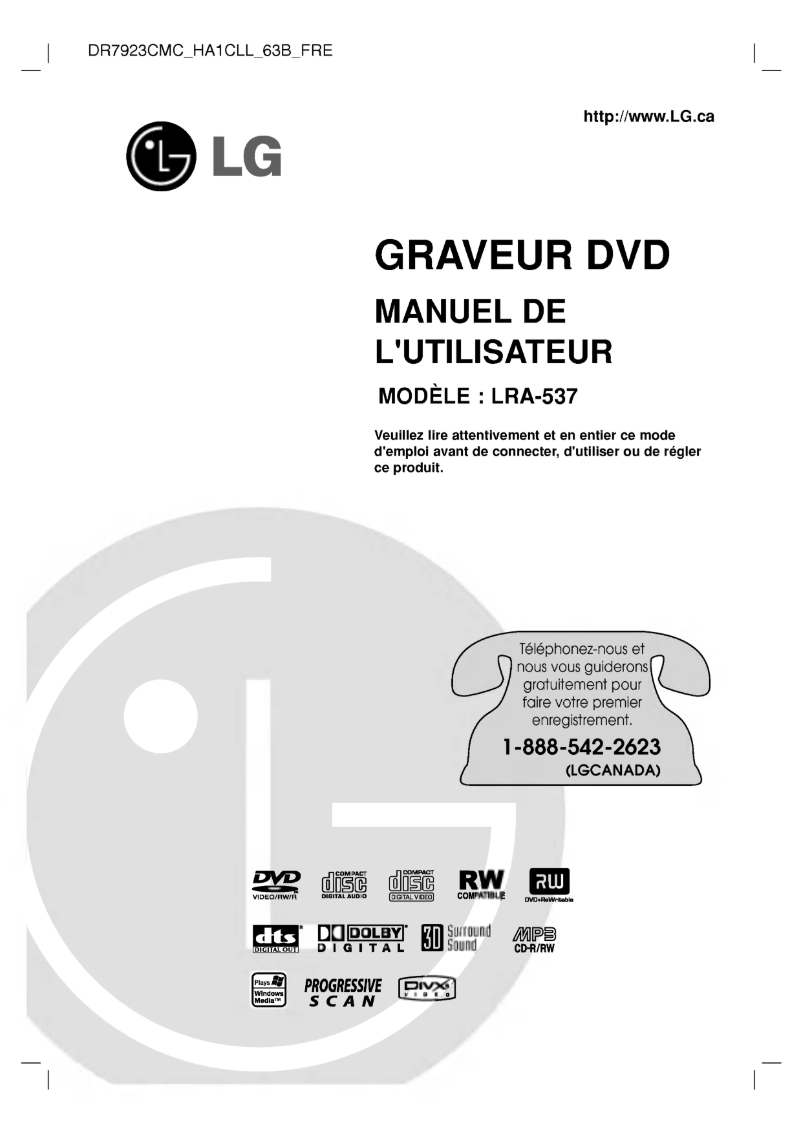 Page n°1 - Manuel utilisateur LG DR7923CMC