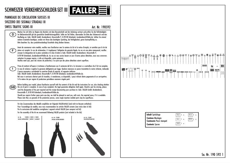 Page n°1 - Manuel utilisateur Faller 190592