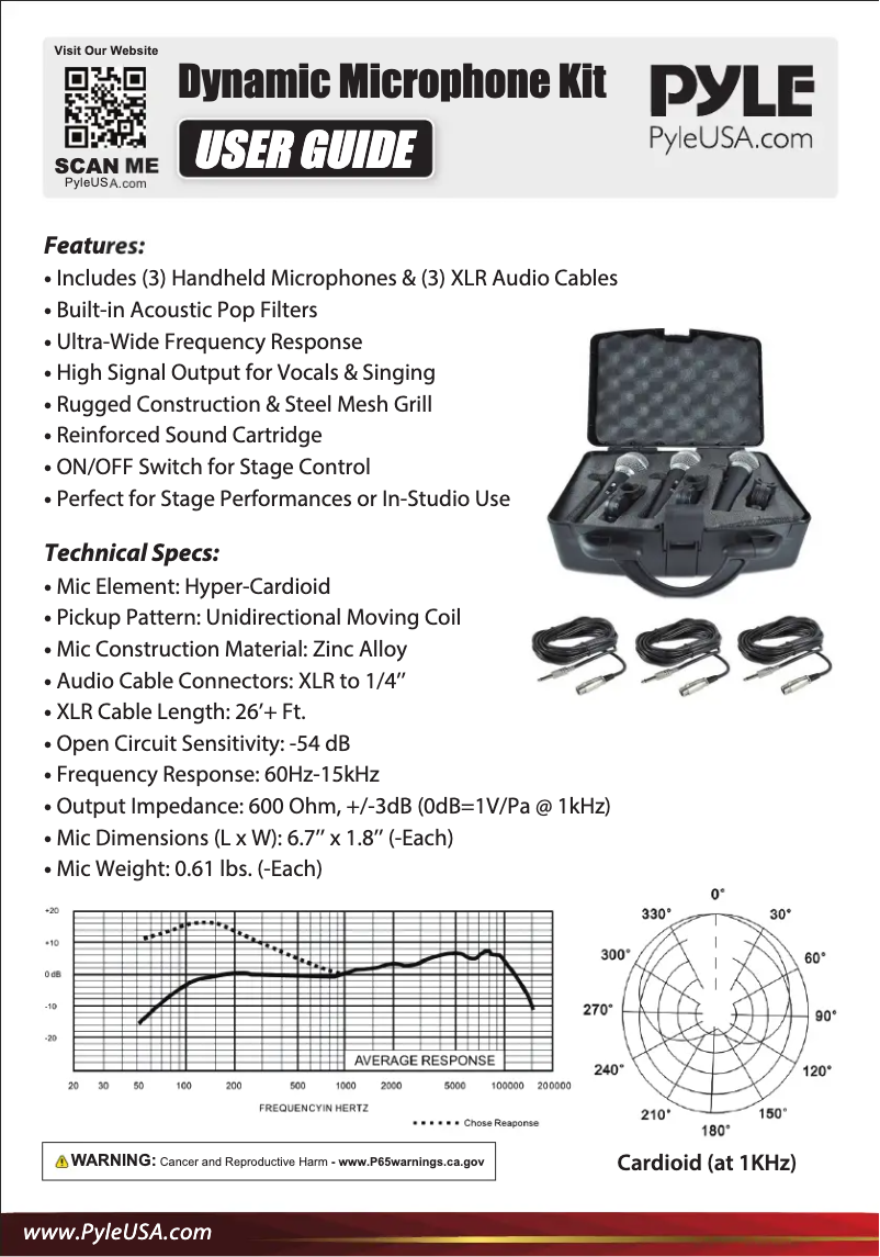 Page 1 de la notice Manuel utilisateur Pyle PDMICKT34