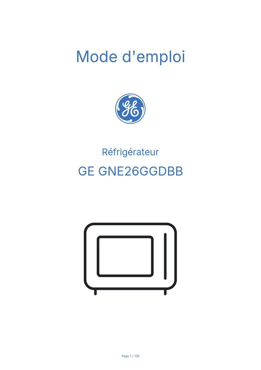 Image de la première page du manuel de l'appareil GNE26GGDBB