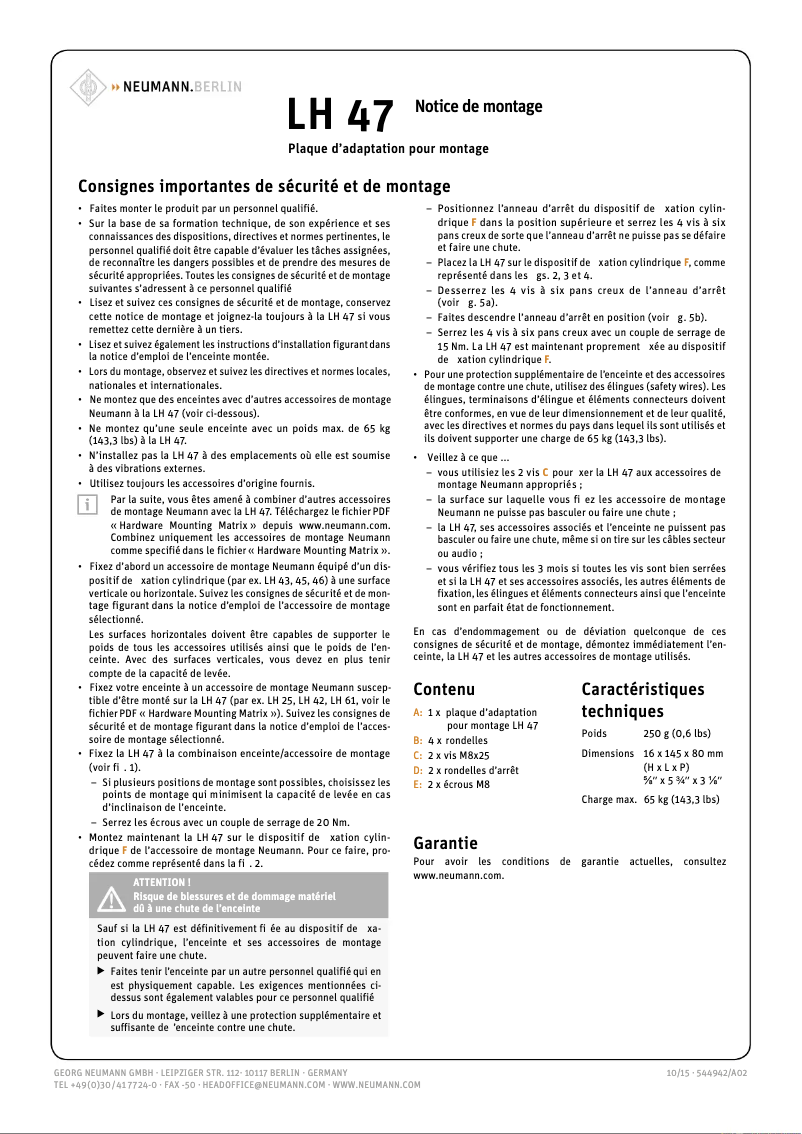 Page 1 de la notice Guide de démarrage rapide Neumann U 47