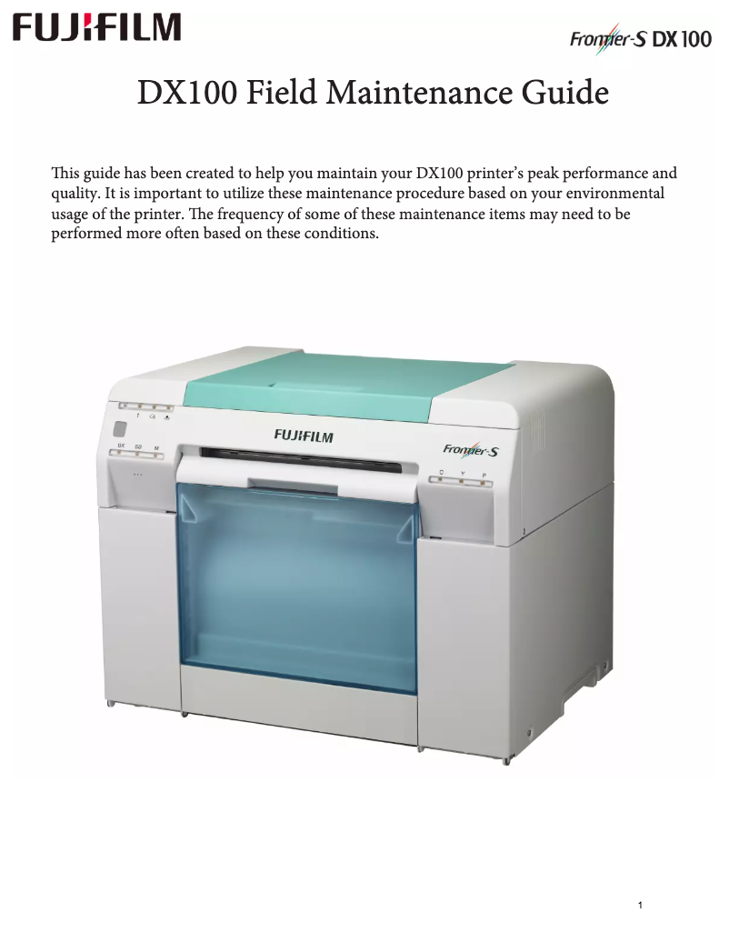 Page 1 de la notice Manuel d'utilisation et d'entretien Fujifilm Smartlab Frontier-S DX100