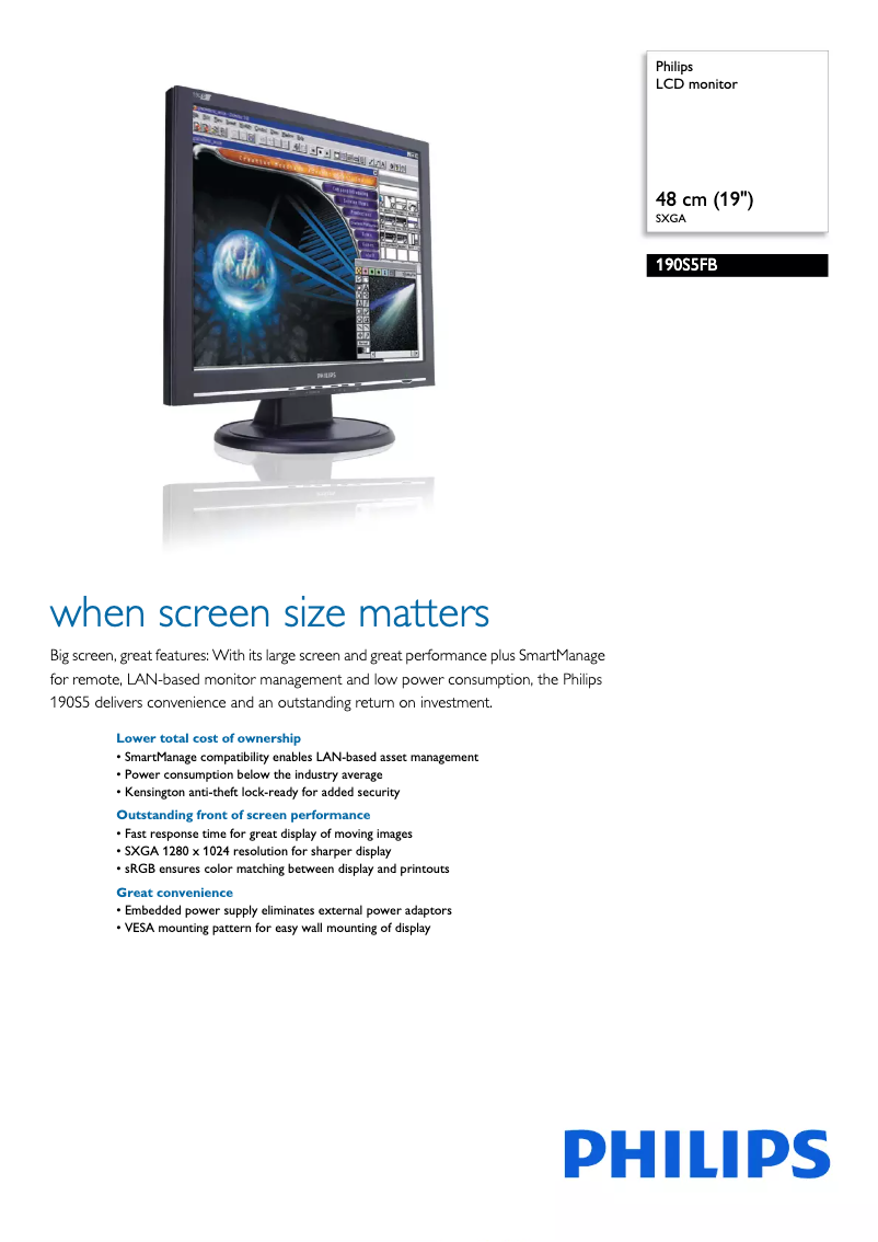 Page n°1 - Fiche technique Philips 190S5