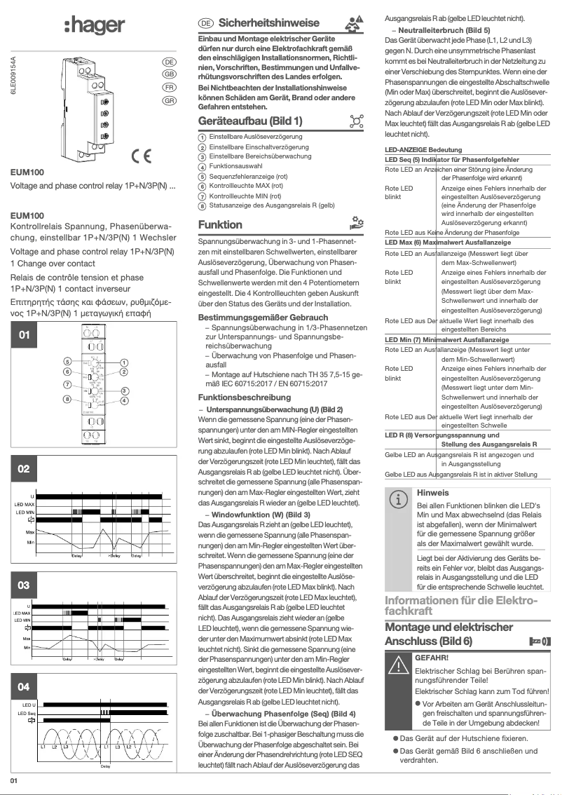 Page n°1 - Manuel utilisateur Hager EUM100